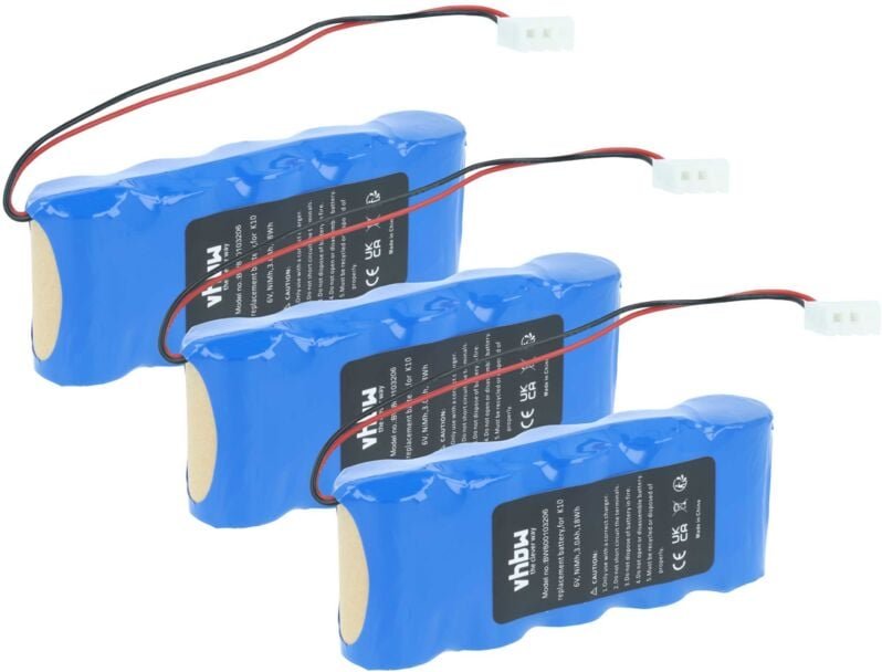 Vhbw - 3x Akku kompatibel mit Bosch Rollfix D870E, D962E Elektrowerkzeug (3000 mAh, NiMH, 6 v)