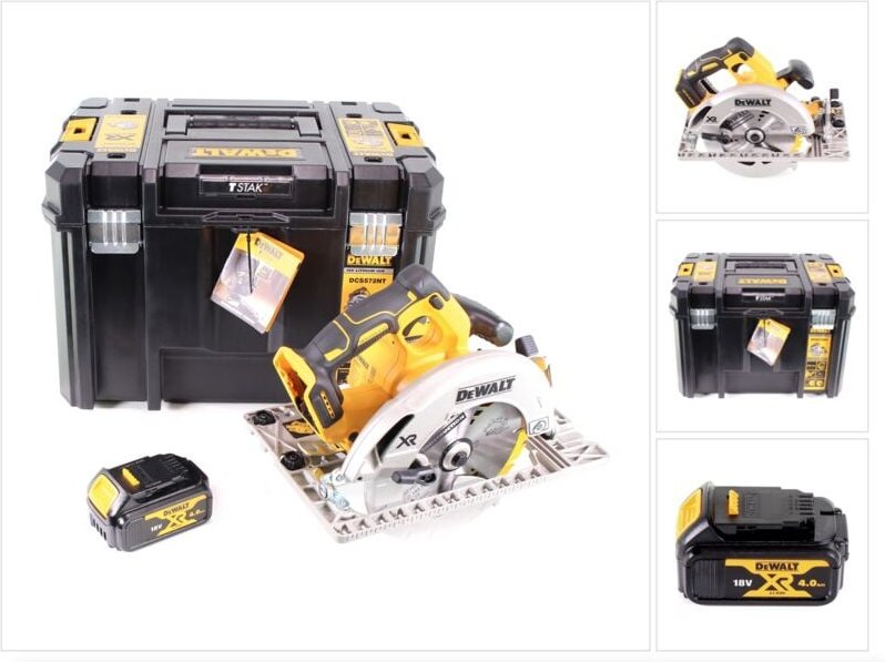 DeWalt DCS 572 NT Akku Handkreissäge 18V 184 x 16 mm + 1x Akku 4,0Ah + T-STAK - ohne Ladegerät