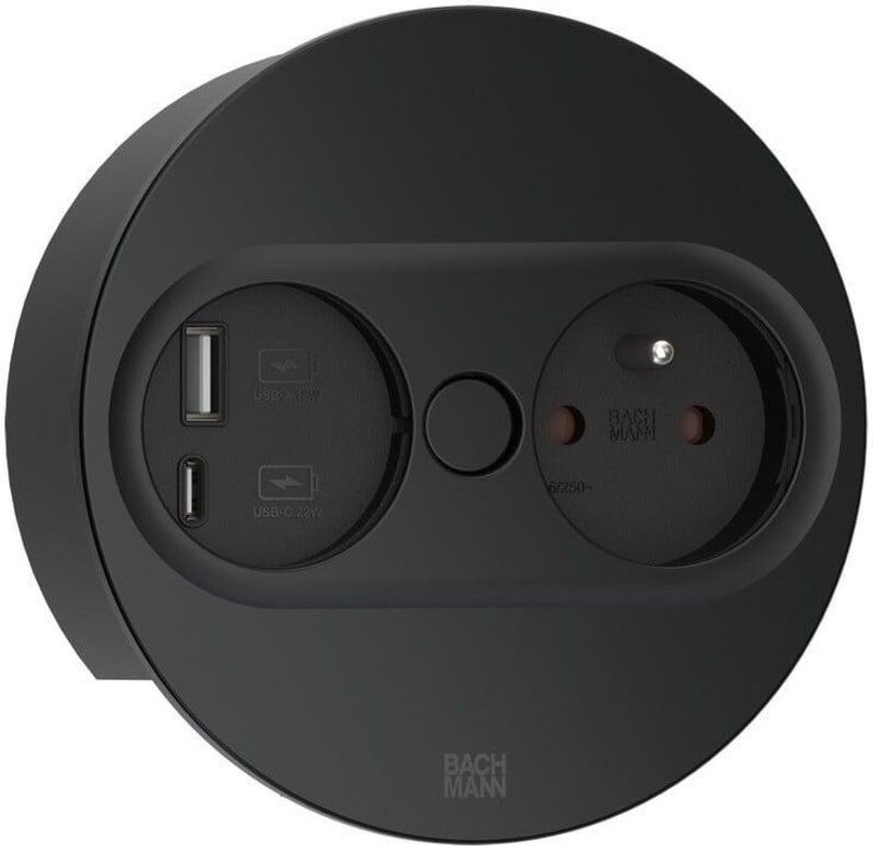 Bachmann Moderne schwarze Steckdose mit USB A und C Ports