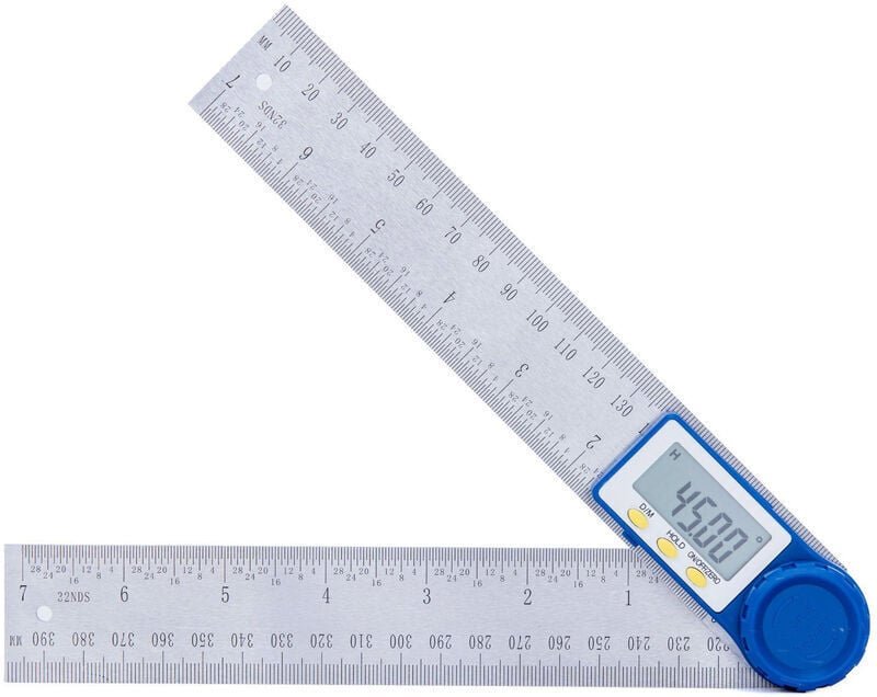 Digitaler Winkelmesser, Winkellineal aus Edelstahl für Tischler und Schmied, 360° Messbereich, Stahllineal für die Holzb...