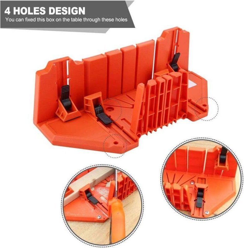 Vtizikl Boîte à Onglets de Serrage 35,6 cm - Pour Scie à Main et Coupe du Bois - Pince Intégrée - Plastique Résistant