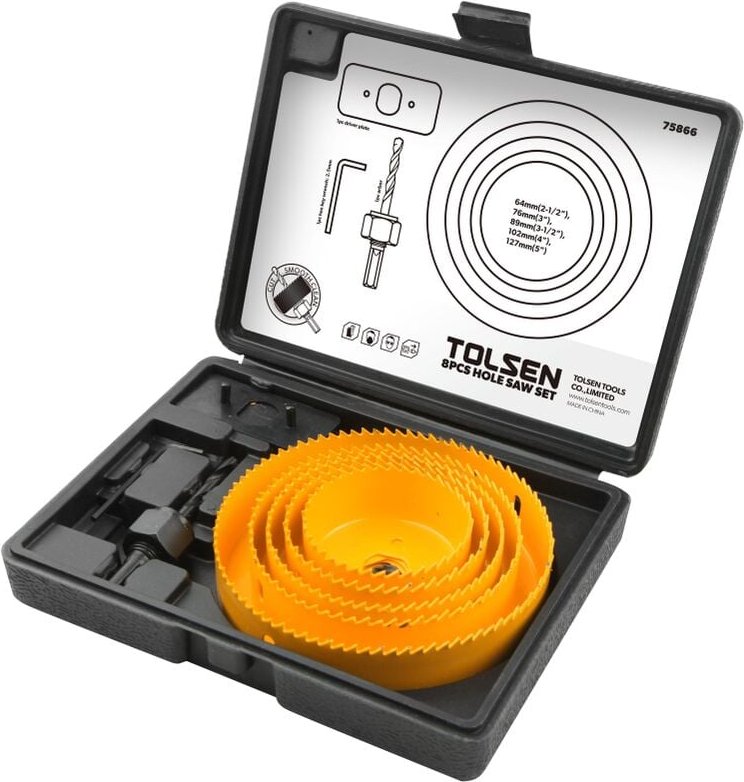 Satz 8stk Bi-Metall Loch Bi-Metall 64-76-89-102-127mm Tolsen