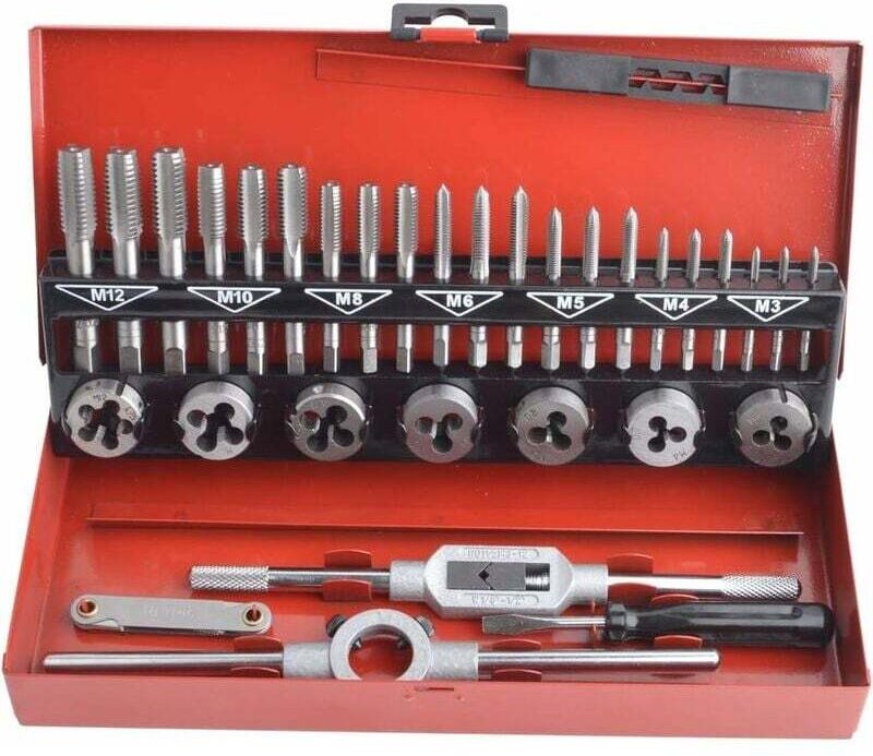32-teiliges Gewindeschneidset aus Wolframlegierungsstahl, metrisches Gewindeschneidwerkzeug, Kegelbohrer-Gewindeschneids...