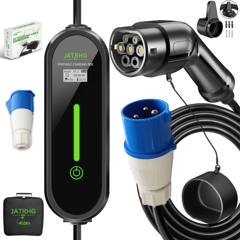 JATRHG EV-Ladegerät 12M 7,2KW-1,5KW 32A16A13A10A8A Typ 2 Tragbare Elektroauto-Ladestation Umschaltbarer Strom Hybridauto...