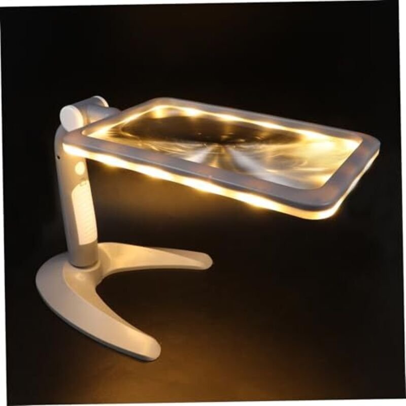 Tragbare LED-Tischlupe mit Beleuchtung, kompakte, beleuchtete Leselupe, leichte und handliche Schreibtischlampe für Sehb...