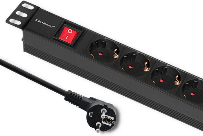 Qoltec PDU Steckdosenleiste für 19'' RACK 1HE 16A 6xSCHUKO 2m