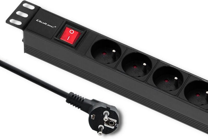 Qoltec PDU Steckdosenleiste für 19'' RACK 1HE 16A 6xFRANZÖSISCH 2m