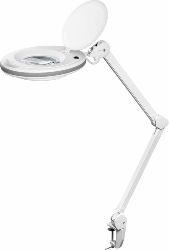 Goobay LED-Klemm-Lupenleuchte, 8 W - 650 lm, 127 mm Kristall-Glaslinse, 1,75-fache Vergrößerung, 3 Dioptrien