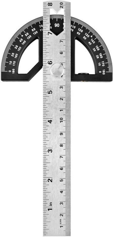 Winkelmesser – Verstellbarer Edelstahl-Messlehre mit 0 bis 180 Grad Messbereich für Holzbearbeitung (Schwarz, 20,3 cm, L...