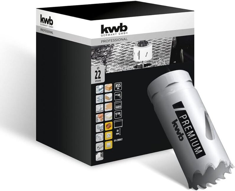 KWB - hss Bi-Metall-Lochsäge ø 22 mm, 8% kobaltlegiert mit progressiver Vario-Zahnung und hoher Präzision für den vielse...