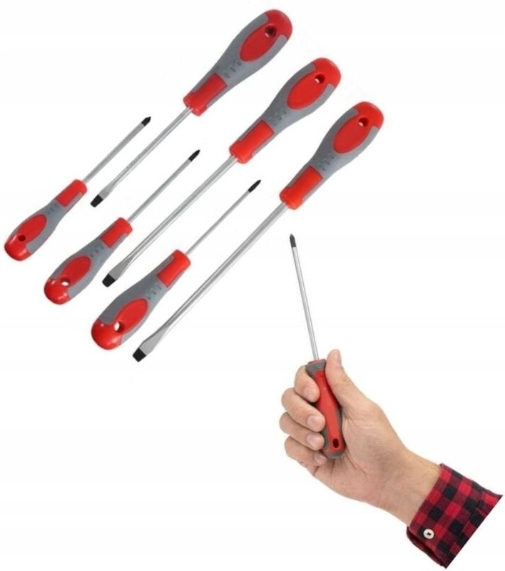 Satz Mit 6 Flach-Kreuzschraubendrehern Mit Magnet