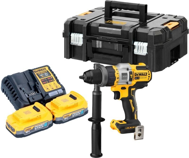 DeWalt DCD 999 E2T Akku Schlagbohrschrauber 18 V 95 Nm Brushless + 2x Powerstack Akku 1,7 Ah + Ladegerät + TSTAK