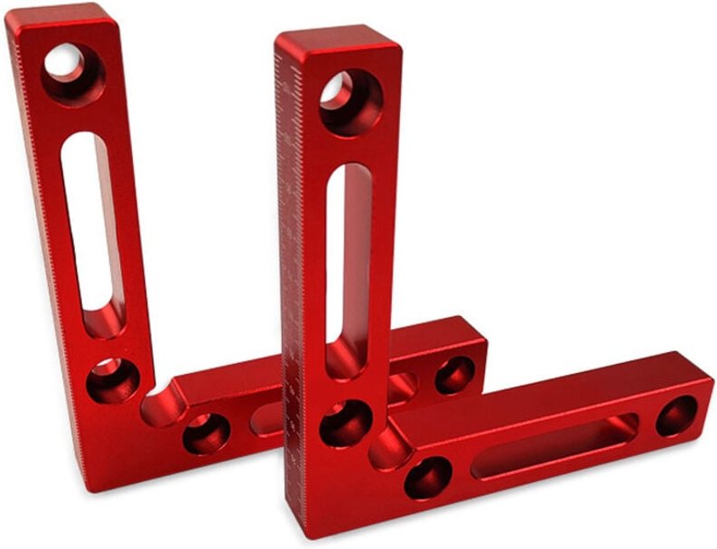 90 ° rechtwinklige Tischlerklemme, L-Form für Rahmen aus Aluminiumlegierung mit Winkelbefestigungslineal für die Holzbea...