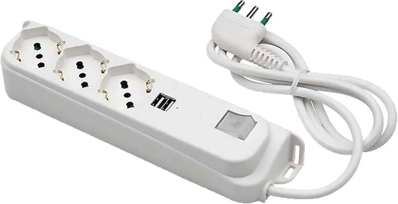 Fanton - Multipresa Con Interruttore + Usb 3 Usc. / Sp.2P+T 16A + 2 usb 2,1A