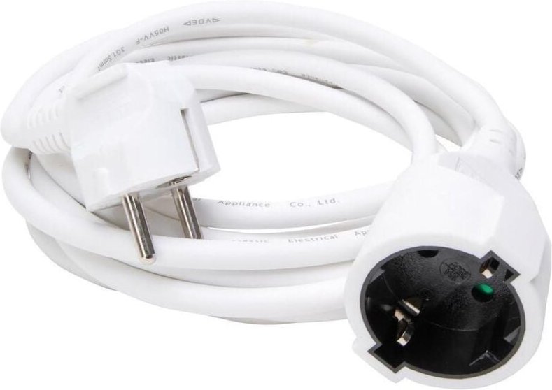 Verlängerung, Schutzkontakt-Stecker und Schutzkontakt-Kupplung mit 3m Leitung, weiß - 143201018 - Kopp