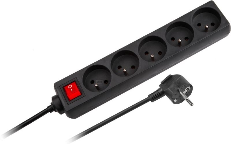 Rebel-Verlängerungskabel, 3 m, 5 Steckdosen, 3 x 1,5 mm²