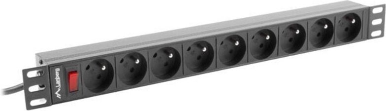 Lanberg 19" RACK-Streifen, 9x Netzwerkbuchsen, 3m Kabel