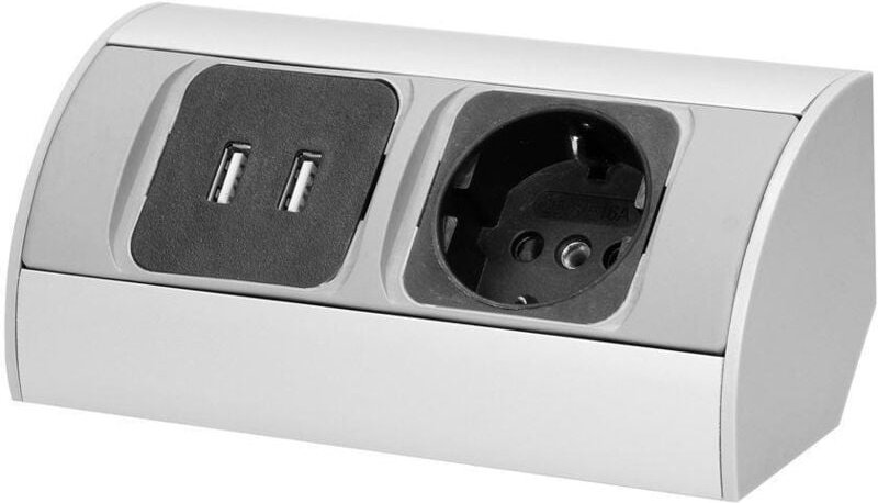 Unterschrank-Möbelsteckdose 230V + 2xUSB - OR-AE-1310(GS) Schuko