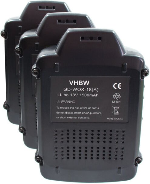 Thumbnail - vhbw 3x Akku kompatibel mit Worx WG251.5, WG175.1, WG180, WG251E, WG259E.9, WG255, WG259E, WG251 Werkzeug (1500 mAh, Li-...