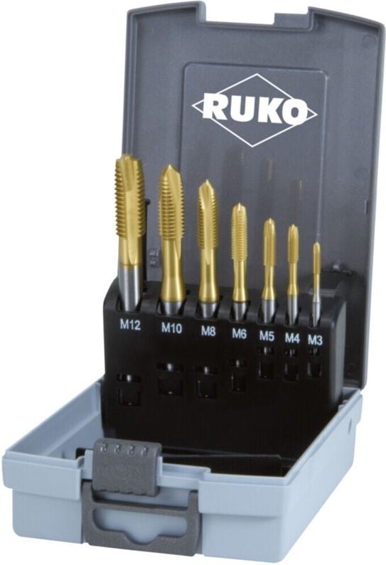 Ruko - 7-teiliger Maschinengewindebohrer-Satz hss TiN Form b