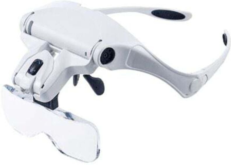 Vergrößerungsbrille mit freihändiger Beleuchtung, Kopfband mit 2 LED-Leuchten für Freizeit und Lesen, 5 austauschbare Li...