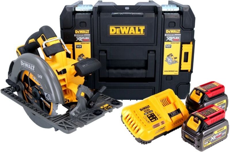 DeWalt DCS 579 T2T Akku Handkreissäge 54 V FlexVolt 190 mm Brushless + 2x Akku 6,0 Ah + Ladegerät + TSTAK