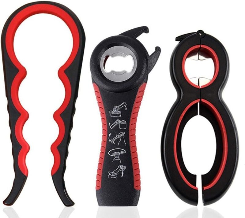 Memkey - Flaschenöffner, 3-teiliger Glasöffner, 4-in-1, 5-in-1 und 6-in-1, Multifunktions-Dosenöffner, Multifunktions-Do...