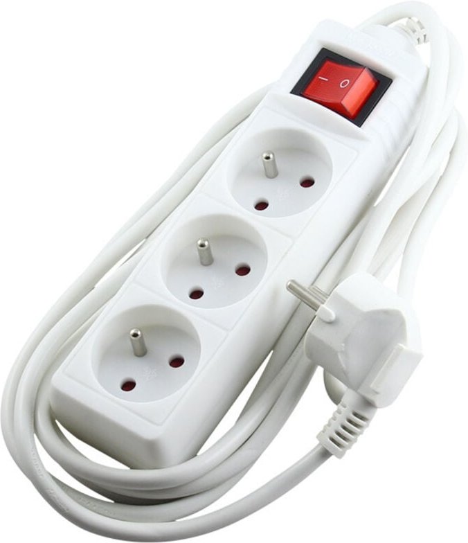 3-Fach Steckdosenleiste mit Schalter, weiß
