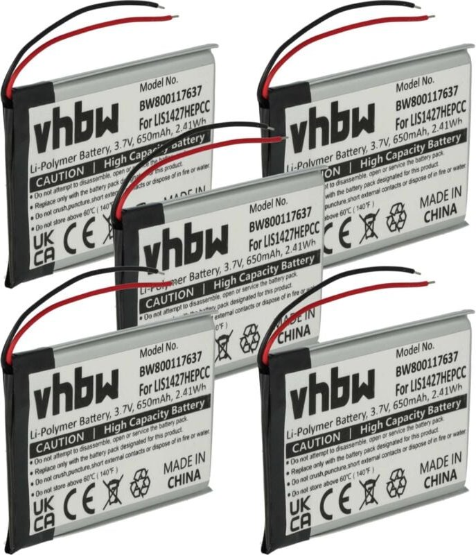 5x Akku kompatibel mit Sony NW-A25, NW-A26, NW-A27, MDR-ZX330, MDR-XB950BT Wireless Headset Kopfhörer (650 mAh, 3,7 v, L...