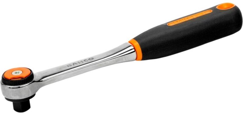 Bahco 3/8 Umschaltknarre mit rundem Knarrenkopf, 72 Zähnen und 5° Rückschwenkwinkel, 202 mm