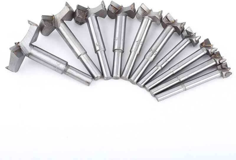Akozon 10-teiliges Set Holzbohrer (14–50 mm), Hartmetall-Holzfräser/Holzbohrer/Holzscharnier-Bohrlochsägen-Set
