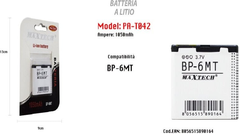 Thumbnail - Maxtech - Trade Shop - li-ion-akku 1050 mAh kompatibel mit modell BP-6MT 3,7 v ersatz PA-T042 -