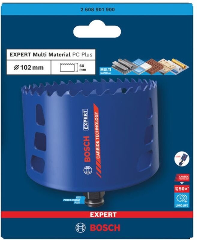 Bosch EXPERT Lochsäge Multi Material Power Change Plus, 102 x 60 mm
