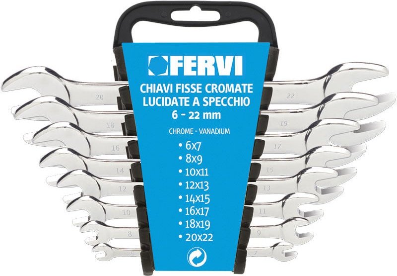 Satz mit 8 Sternschlusseln 6/7-20/22 mm verchromt Fervi 0200