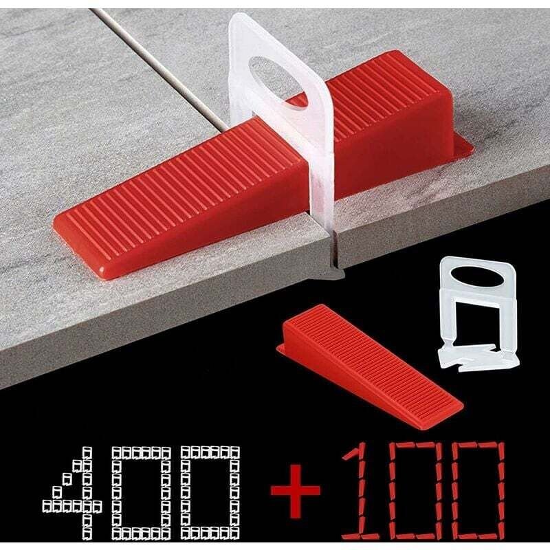 Thumbnail - Fliesen-Nivelliersystem, 3 mm Fugenbreite, 400 Zuglaschen, 100-teiliges wiederverwendbares Keil-Set, Nivelliersystem für...