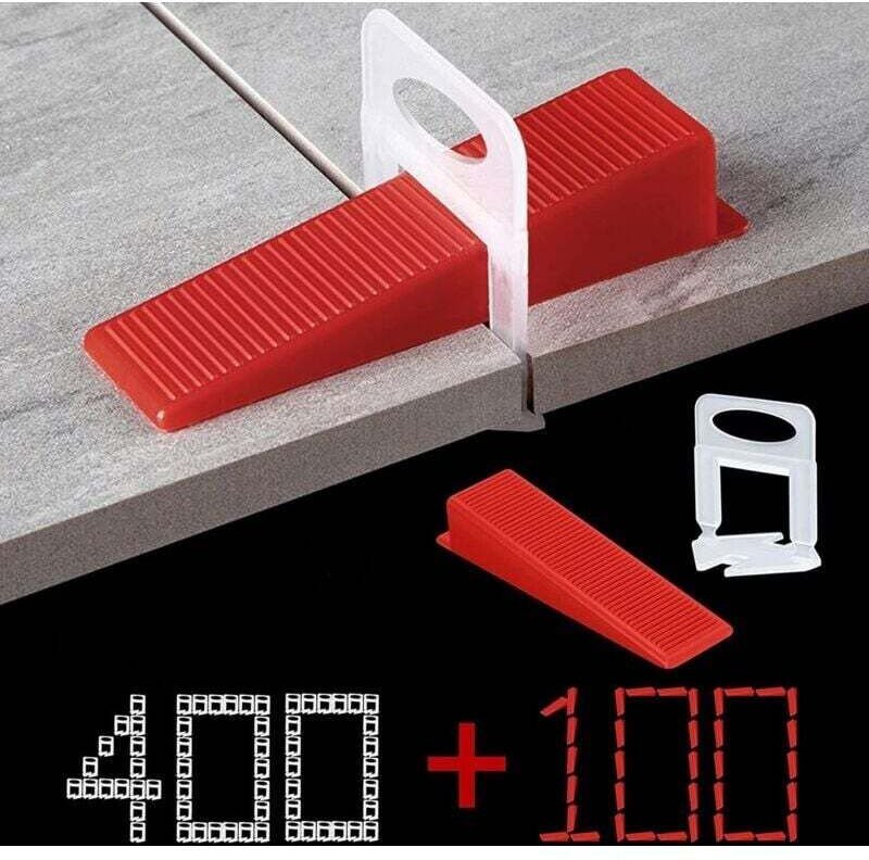 Système de nivellement de carrelage - 2mm de largeur de joint - 400 languettes de traction - 100 pièces Cales réutilisab...