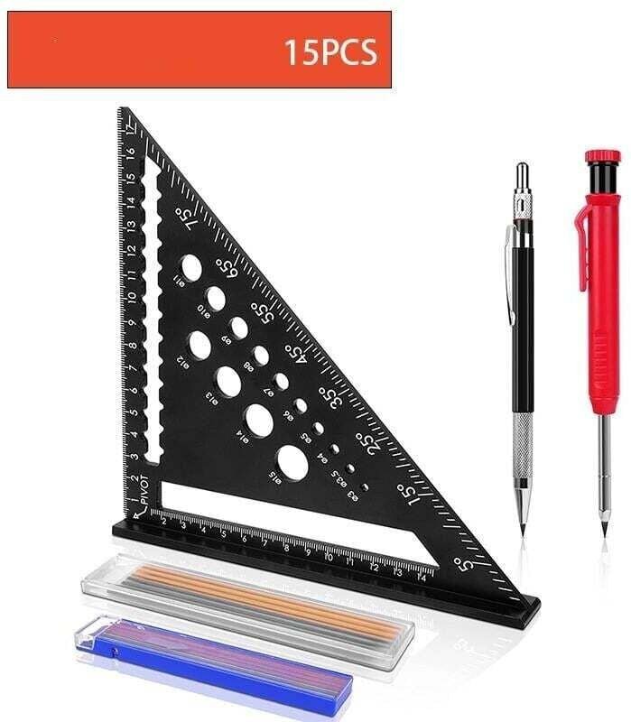 Ulisem 7-Zoll-Lineal, metrischer Winkelmesser aus Aluminiumlegierung, Layout-Werkzeug für die Holzbearbeitung mit Laserg...