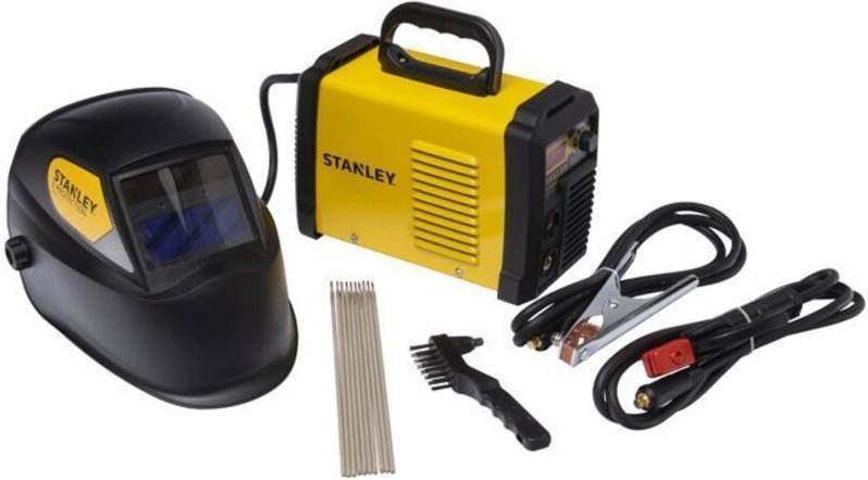 Stanley 460960 First 160 MMA Schweißgeräteset Elektroden Inverter 160A Max mit LCD Haube