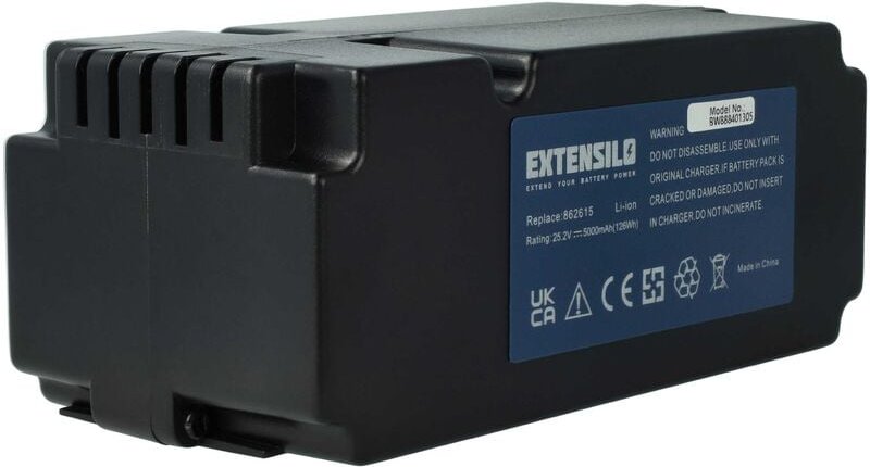 EXTENSILO 1x Akku kompatibel mit Mr.Gardener MR 600, MR 400, MR 1200, MR 1000 Rasenmäher (5000mAh, 25,2V, Li-Ion)