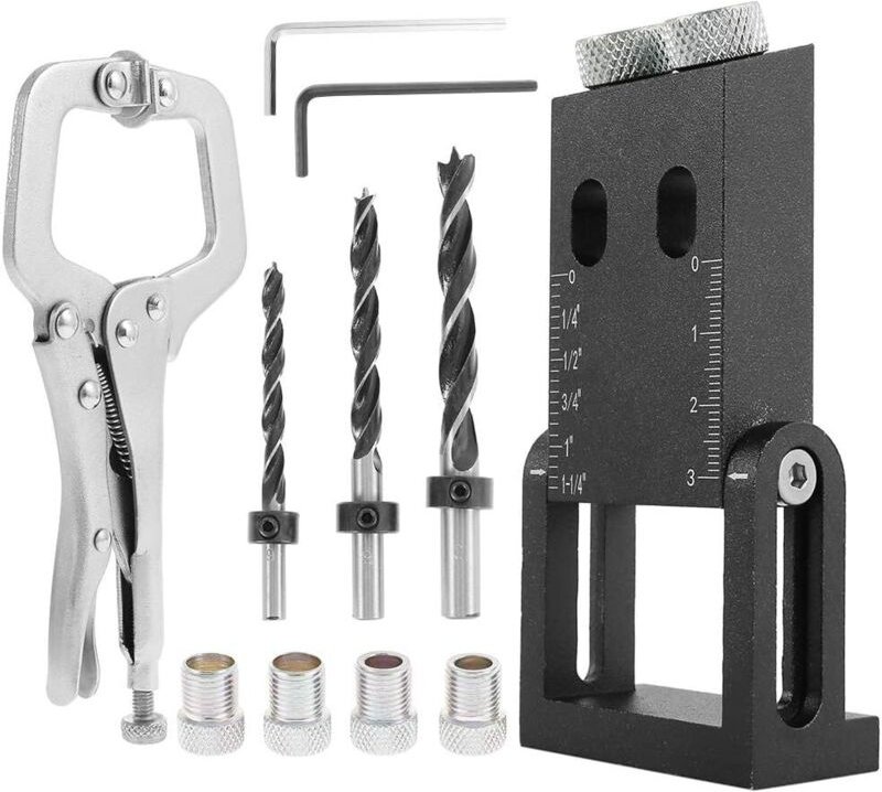 16 Stück geneigtes Bohrschablonenset für die Holzbearbeitung bei 15 Grad, Kofferbohrschablone – Dübelbohrleitfaden, Tisc...