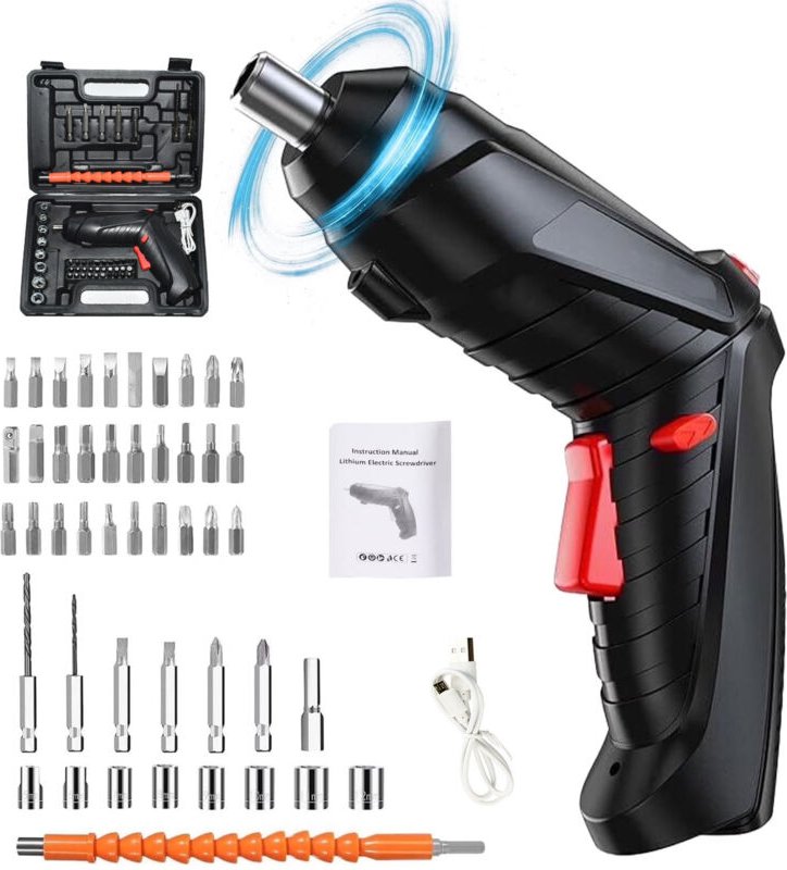 Akkuschrauber Set 47-teilig – Elektrischer Schraubendreher USB, Bit Set Werkzeug