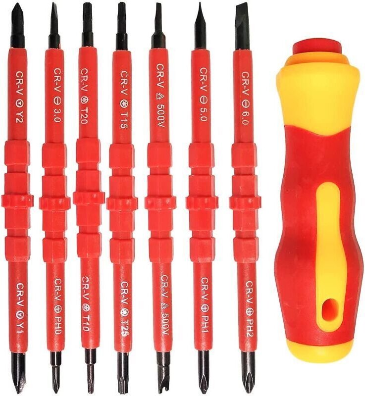Thumbnail - 7-teiliges isoliertes Elektro-Schraubendreher-Set, multifunktional, 14-in-1, auswechselbare Legierung, Elektriker-Repara...