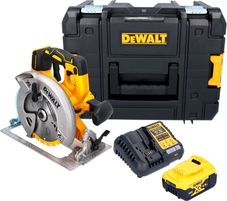 Dcs 570 P1T Akku Handkreissäge 18 v 184 mm Brushless + 1x Akku 5,0 Ah + Ladegerät + tstak - Dewalt