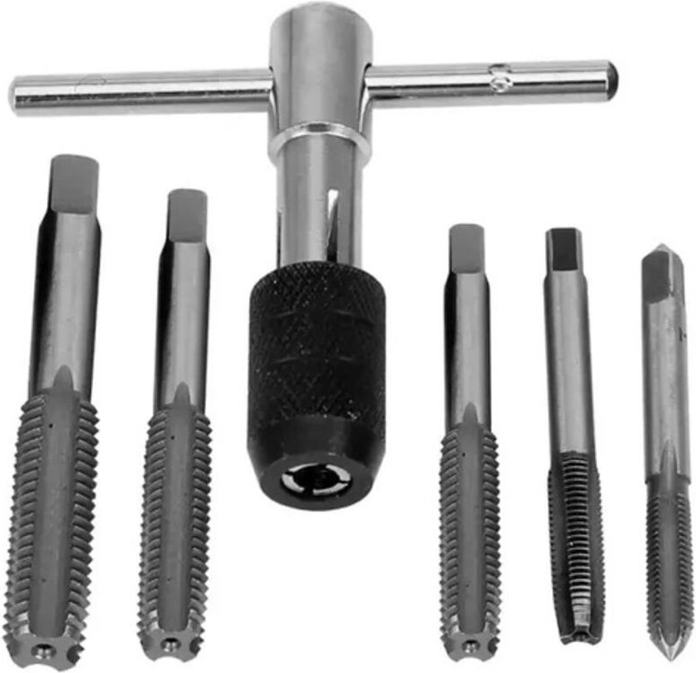 Set bestehend aus 6 Gewindebohrern, Bohrerschlüssel, Gewindeschneidwerkzeug, Gewindeschraubendreher M3-M8, Gewindebohrer...