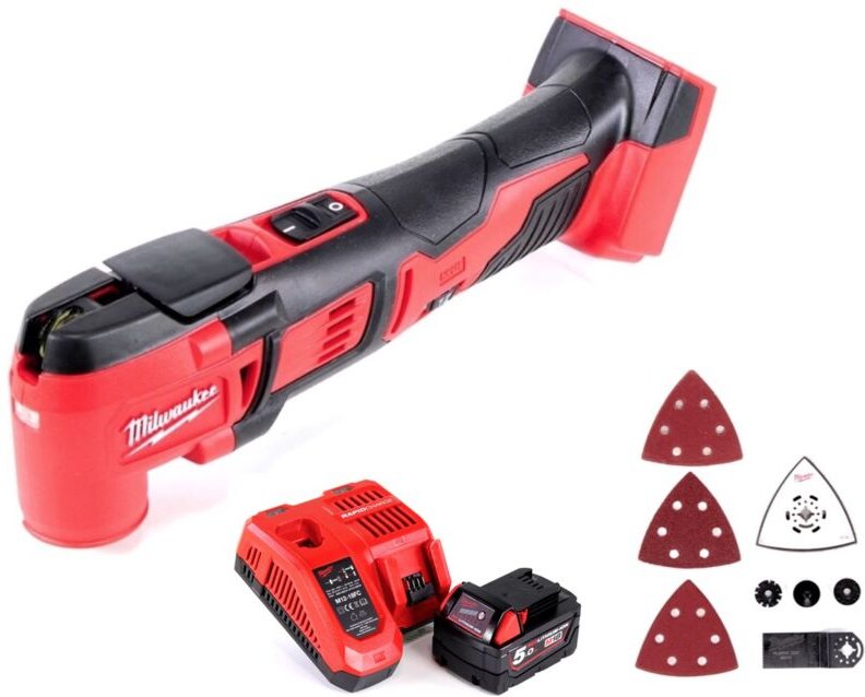 Milwaukee M18 BMT-501 Akku Multifunktionswerkzeug 18 V + 1x Akku 5,0 Ah + Ladegerät