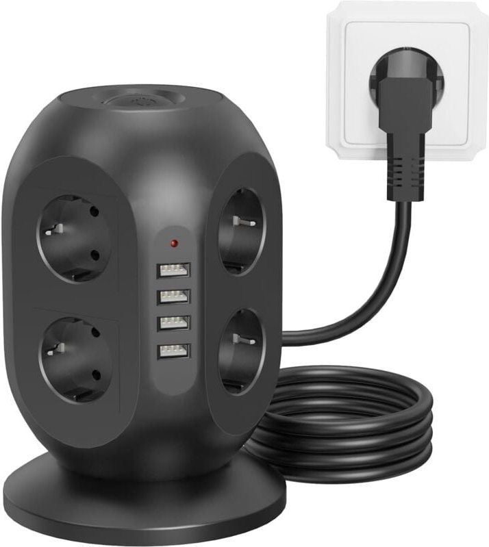 8-Port-USB-Verlängerungskabel, 2 Meter lange 8-fach-USB-Steckdosenleiste mit Überspannungsschutz, Doppelschalter für den...