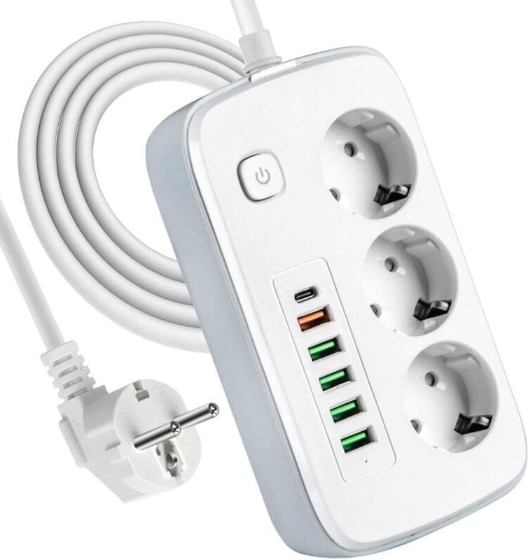 Lntyq Mehrpreis mit USB, mehr als 3 Preise mit 5 Preisen für die USB-Verteilung und 1 USB-C-Büro mit Unterbrecher, 2-Met...