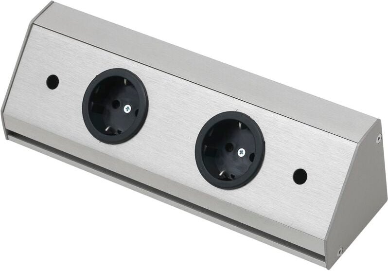 Wipo - Steckdosenleiste Corner Compact 230 v, max.3500 Watt, l 410 mm, Edelstahl Effekt