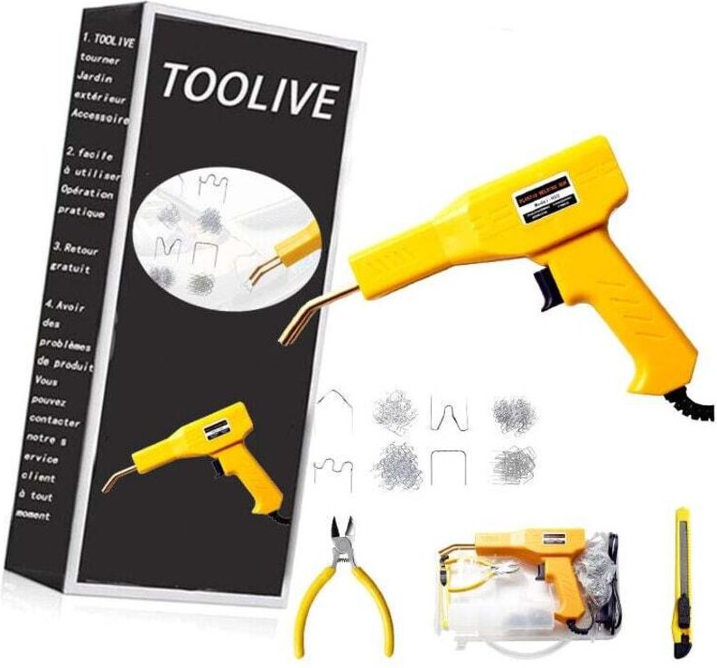 50-W-Kunststoffschweißset für Kunststoffreparaturen mit 200 Klammern – Kunststoffschweißgerät für Stoßstangen – Kunststo...