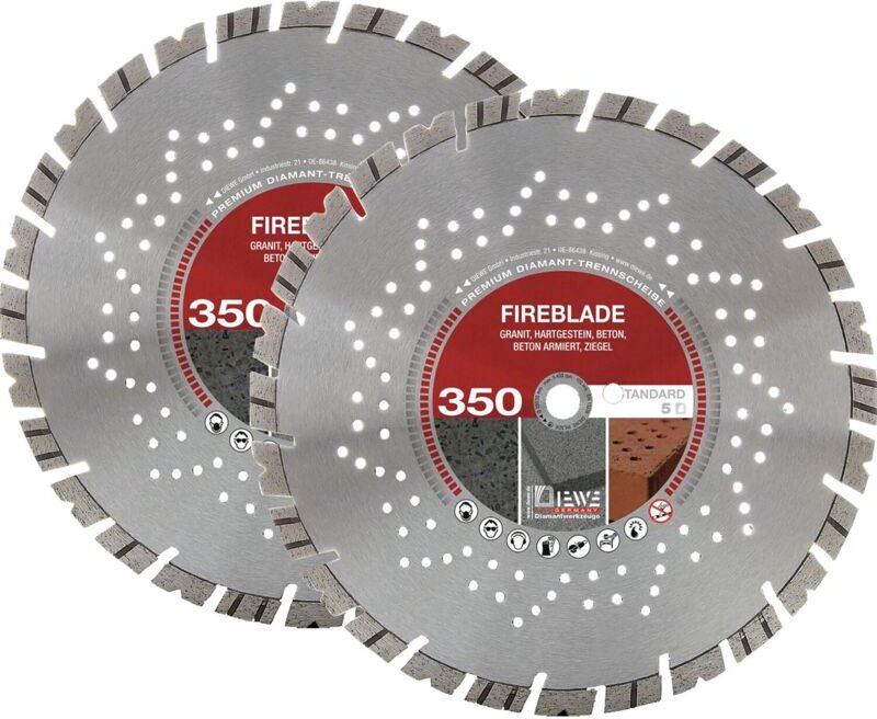 Diewe Diamant-Trennscheibenset 350mm, Trennscheibe, Diamantscheibe, Sägeblatt, hohe Stabilität, für Granit Beton Hartges...